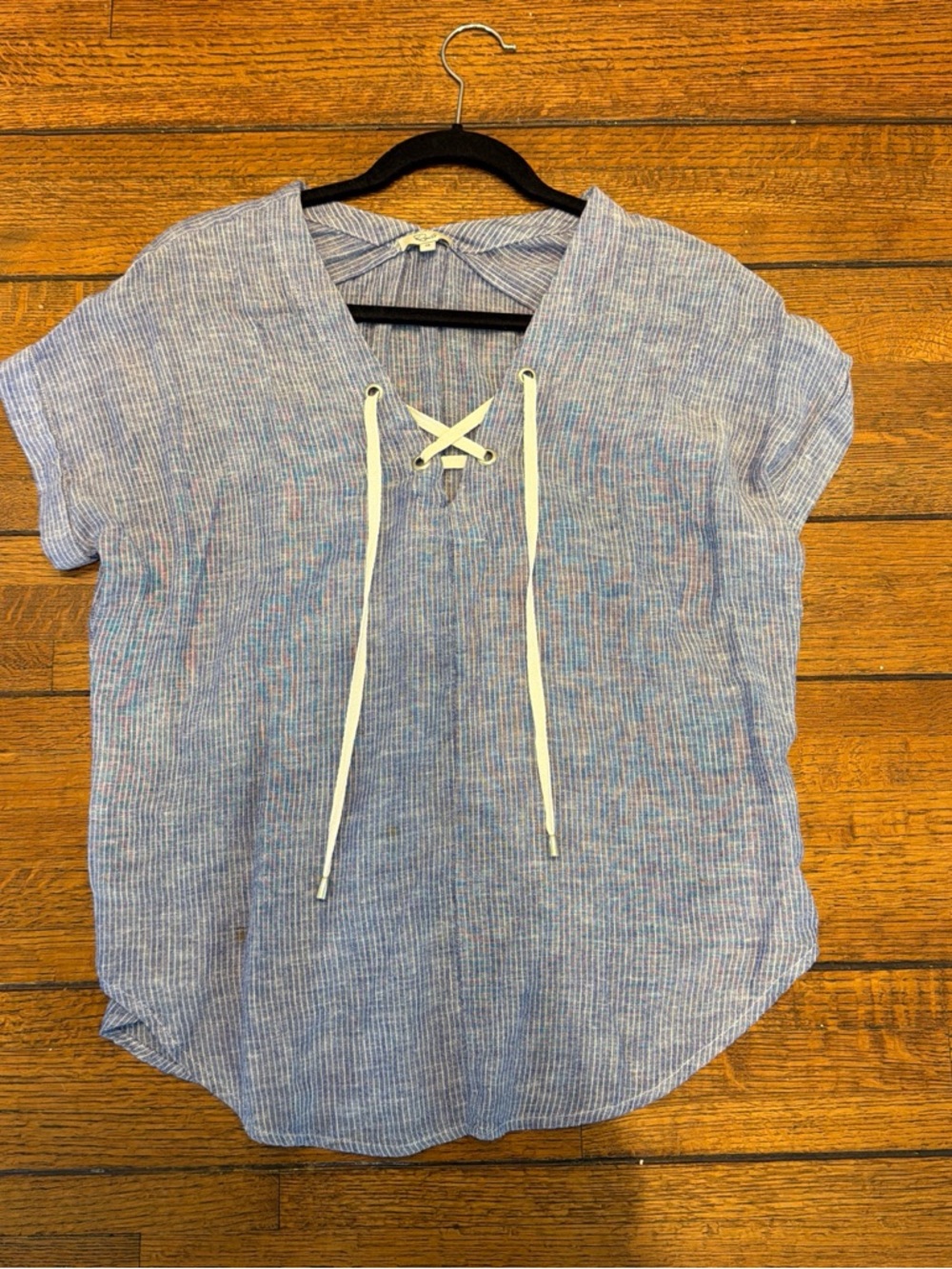 Rails Light Blue Striped Lace-Up Tunic